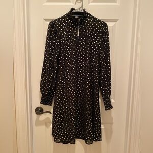 Tommy Hilfiger Foil Dot Chiffon Smocked Trim Dress